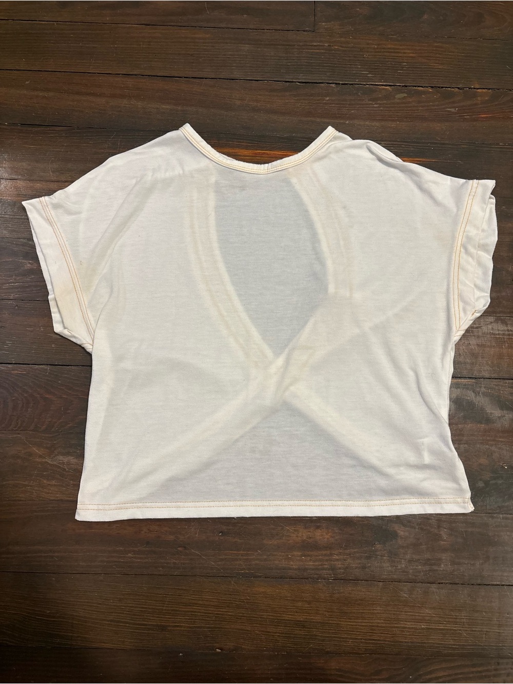 Women’s Cream Short Sleeve Open Back Top